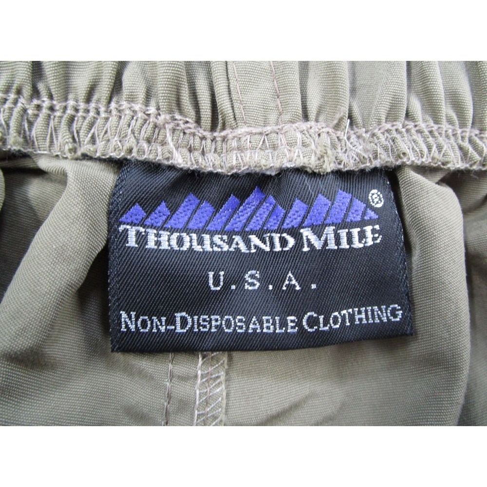 Thousand Mile Cargo Shorts Mens Medium Tan Olive Colorblock Nylon Hiking Belted - Picture 2 of 8
